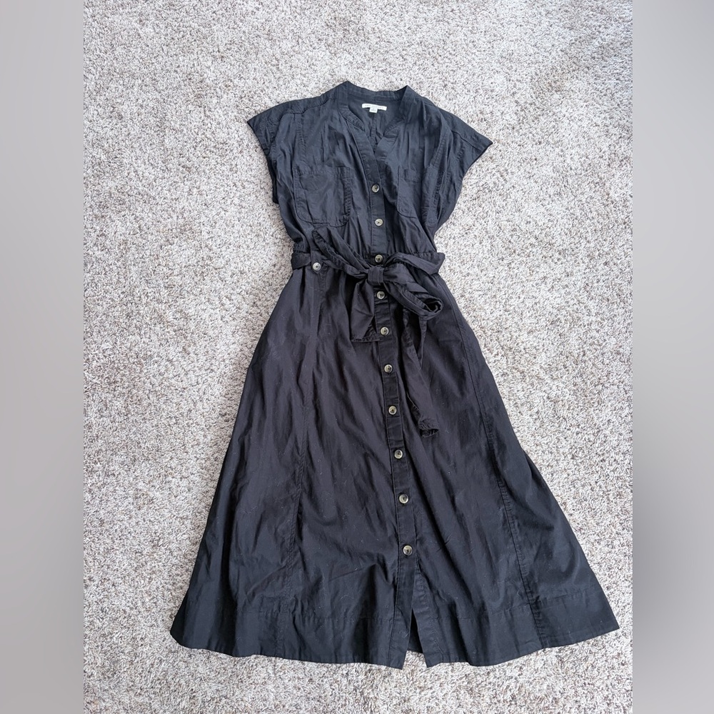 DONATING SOON! Chic Black Midi Dress with Button Detail